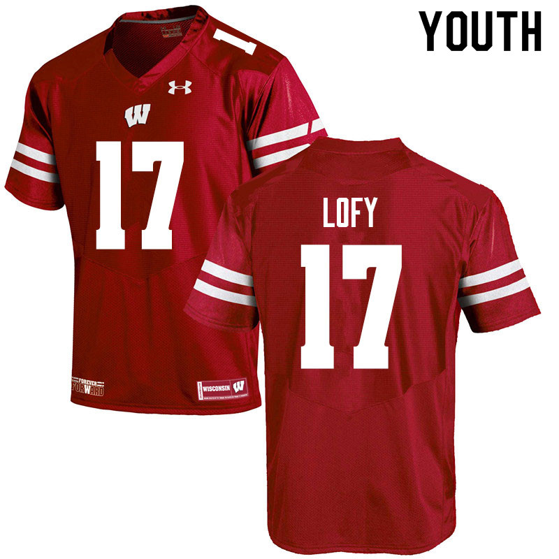 Youth #17 Max Lofy Wisconsin Badgers College Football Jerseys Sale-Red